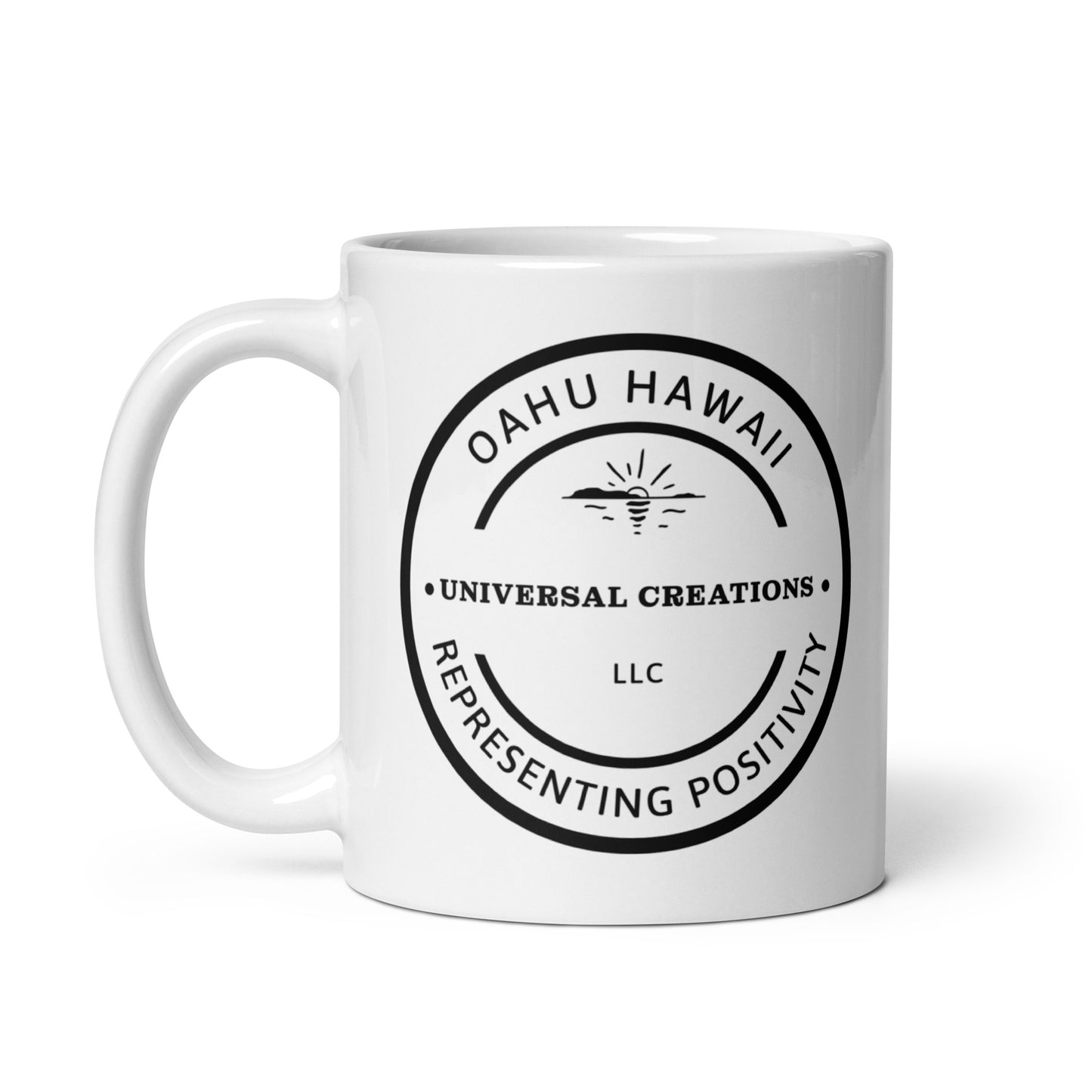 U.C Logo White glossy mug